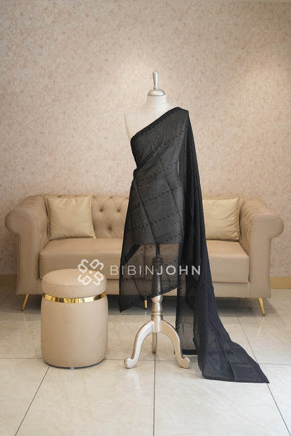 Cotton Embroidery Dupatta For Women Black BJ2044