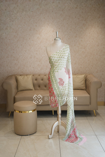 Printed Chiffon Dupatta For Women White BJ2046