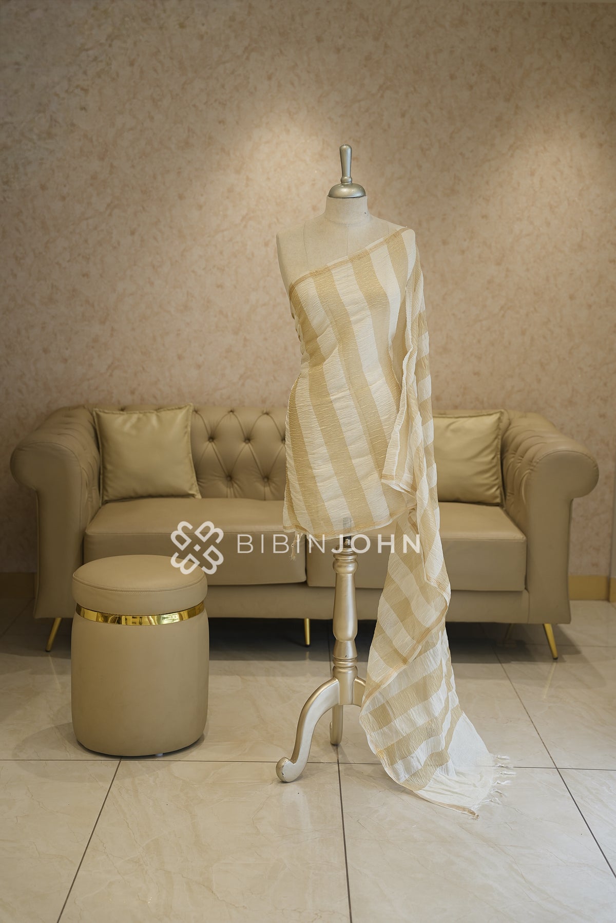 Crushed Chanderi Dupatta For Women Ivory white BJ2048