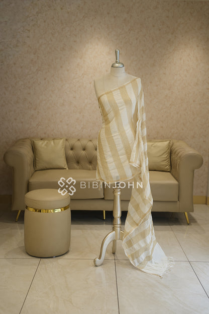 Crushed Chanderi Dupatta For Women Ivory white BJ2048