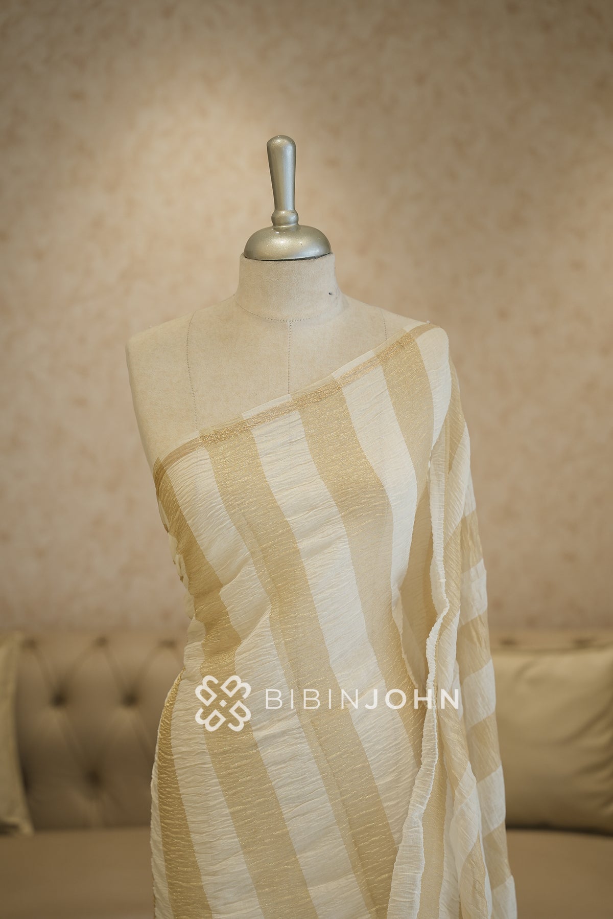 Crushed Chanderi Dupatta For Women Ivory white BJ2048