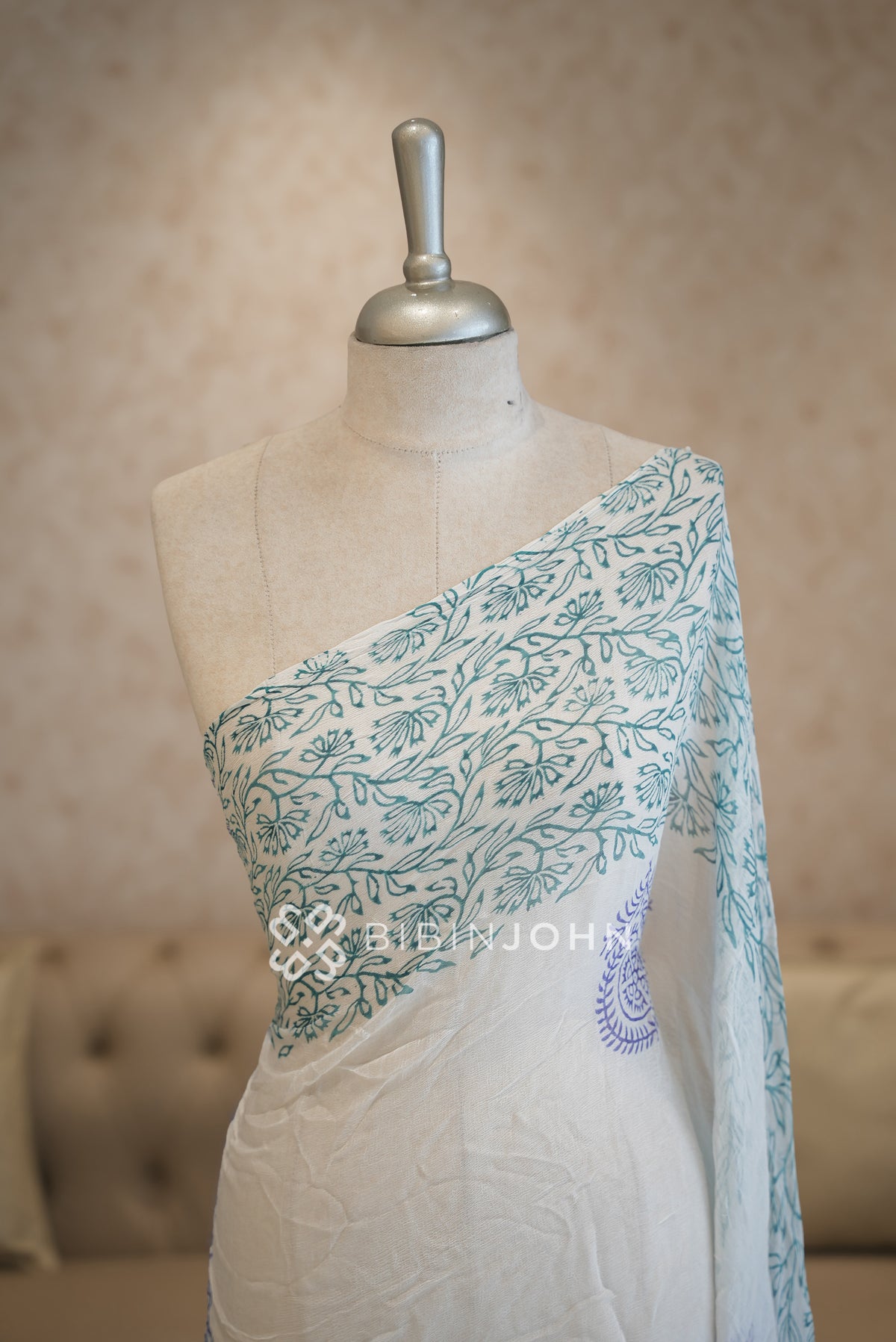 Printed Chiffon Dupatta For Women White BJ2049