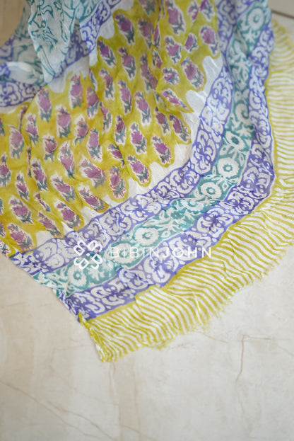 Printed Chiffon Dupatta For Women White BJ2049