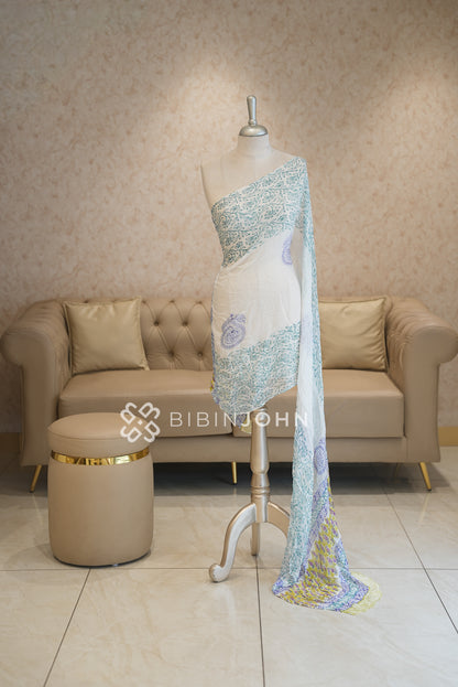 Printed Chiffon Dupatta For Women White BJ2049