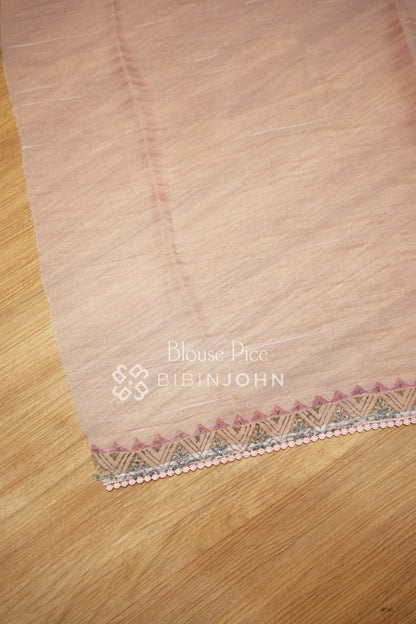 Tissue Embroidery Saree For Women Pastel Blush Pink BJ2099
