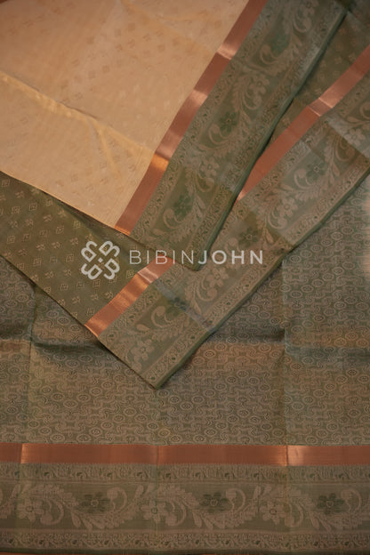 Semi Silk Saree For Women Light Peach Beige BJ2104