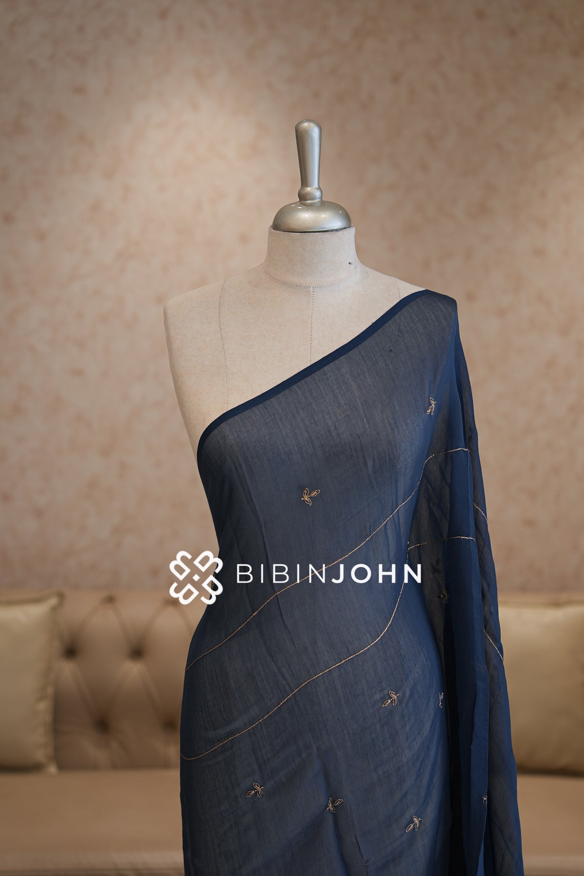 Chanderi Embroidery Dupatta For Women Deep Navy Blue BJ2128