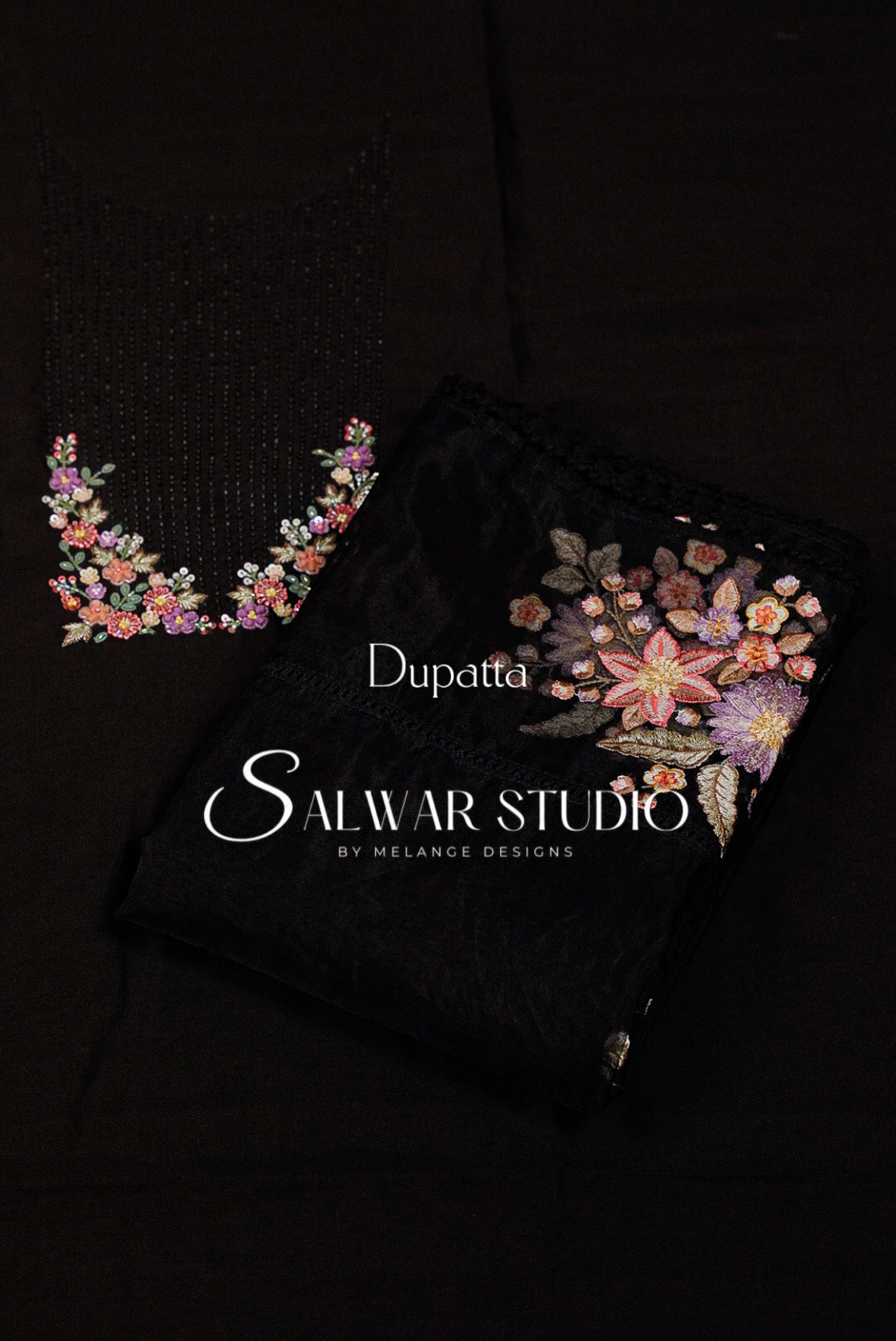 Chanderi Embroidery Unstitched Salwar suit Dress Material Black AC0236