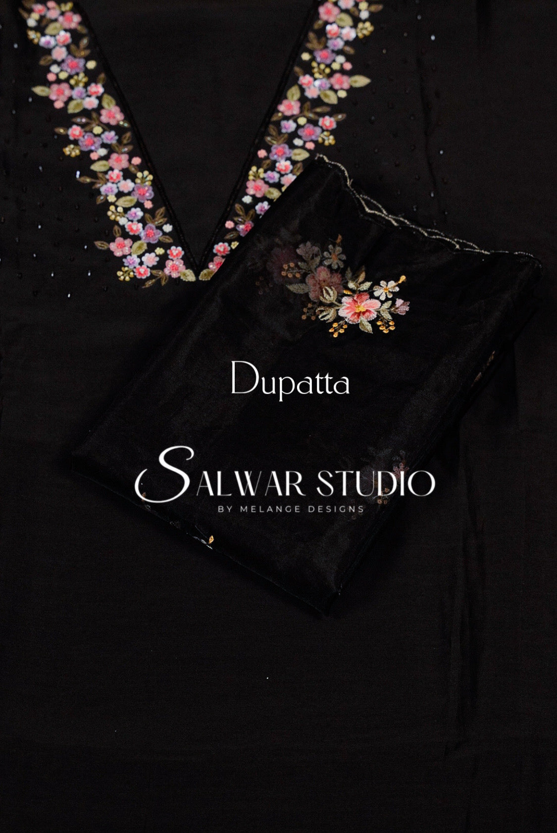 Chanderi Embroidery Unstitched Salwar suit Dress Material Black AC0235