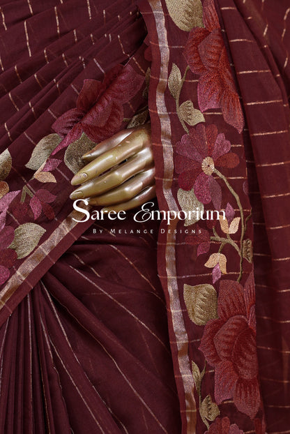 Chanderi Embroidery Saree For Women MDS0250