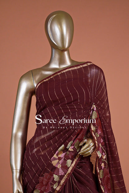 Chanderi Embroidery Saree For Women MDS0250