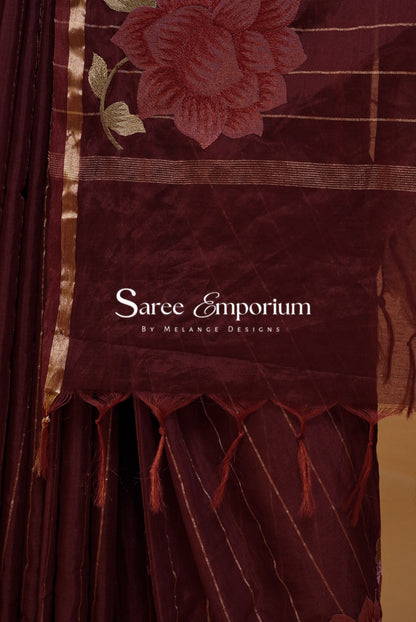 Chanderi Embroidery Saree For Women MDS0250