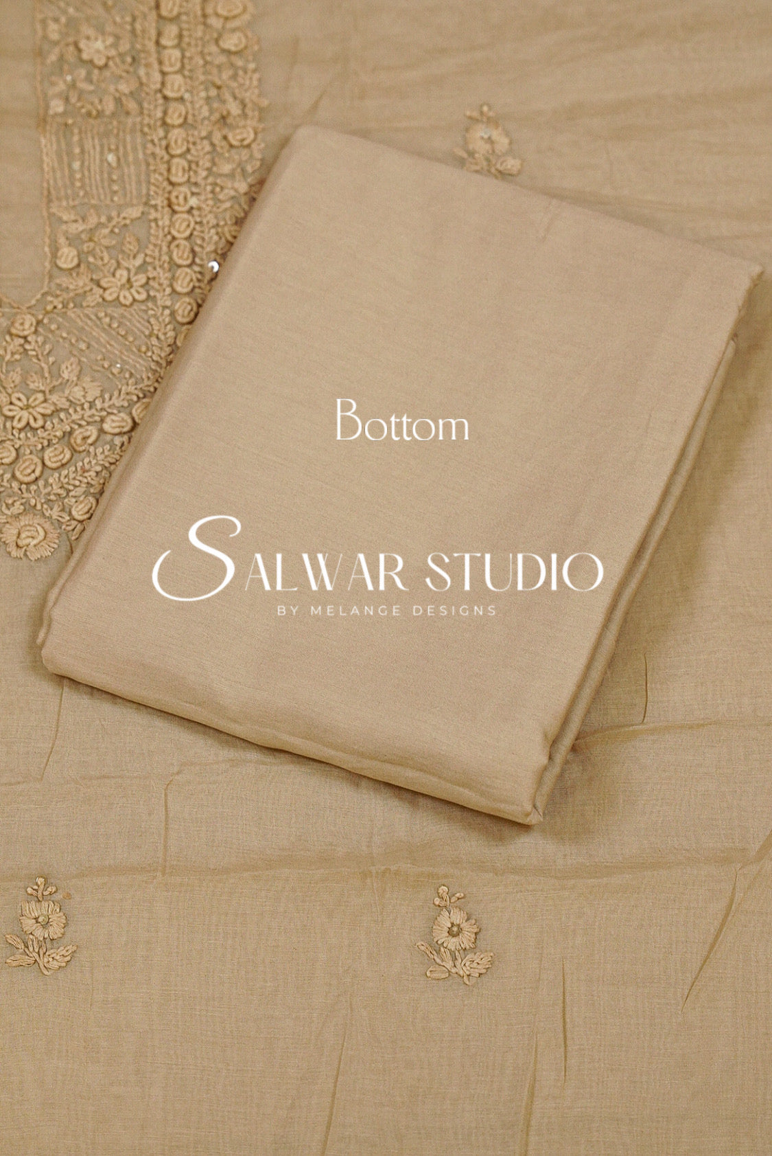 Chanderi Embroidery Unstitched Salwar Suit Material Champagne Beige 