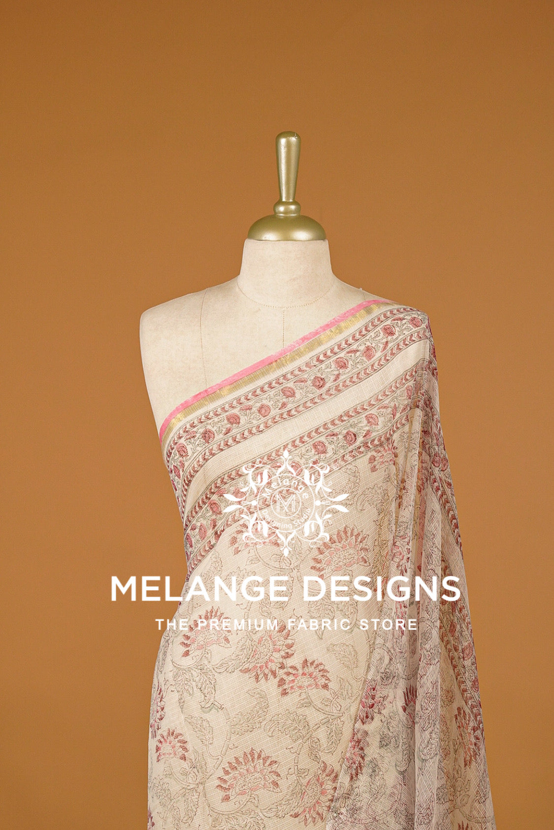 Cotta Block Print Dupatta For Women Ivory BJ0073