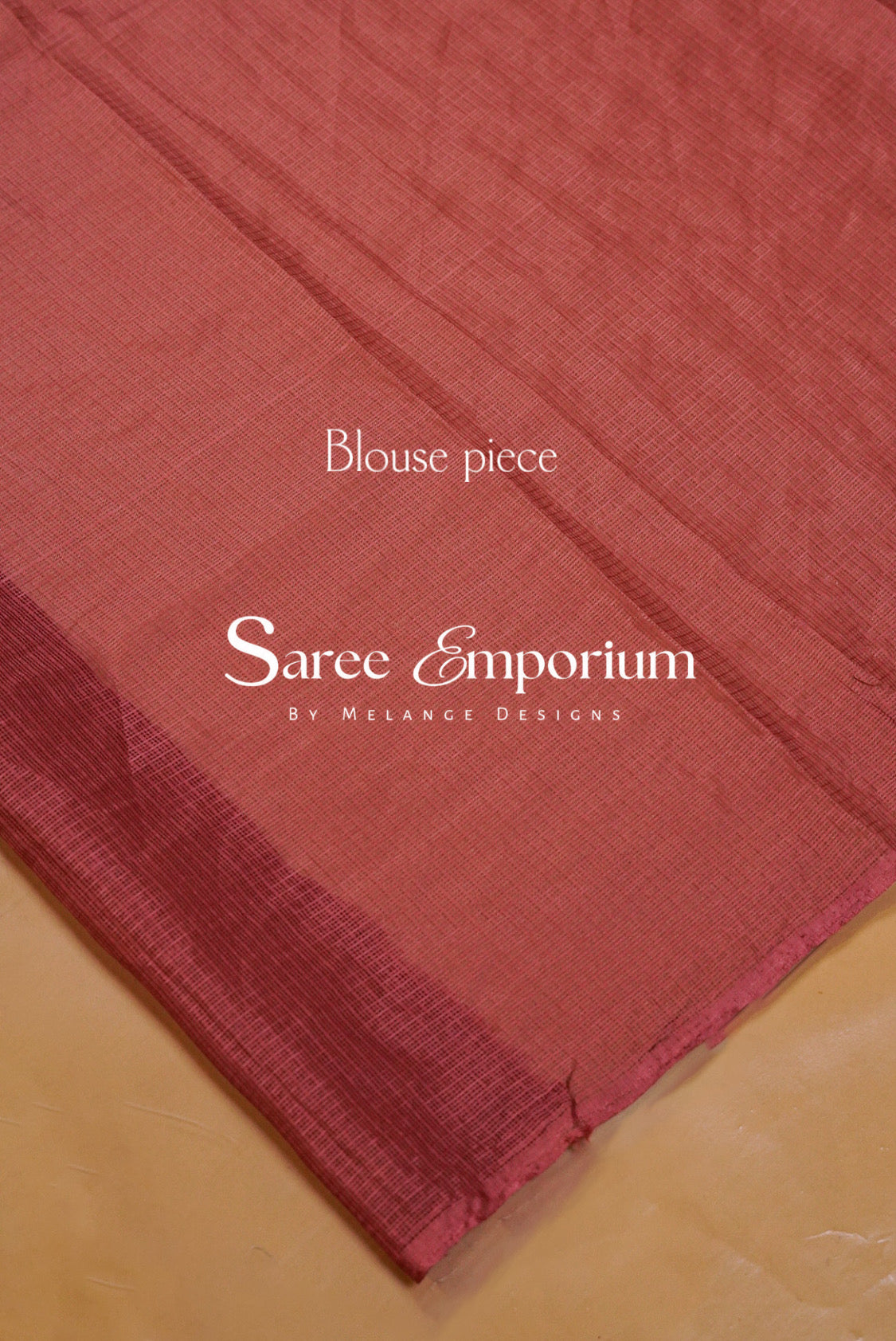 Cotta Cutwork Saree For Women Dusty Rose Blouse Piece.