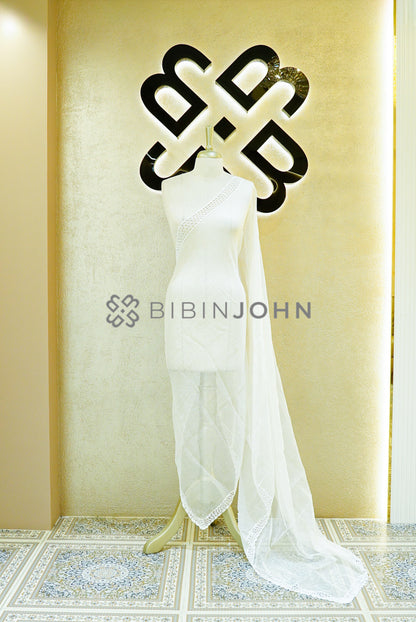 Cotta Crochet Dupatta For Women White BJ0805