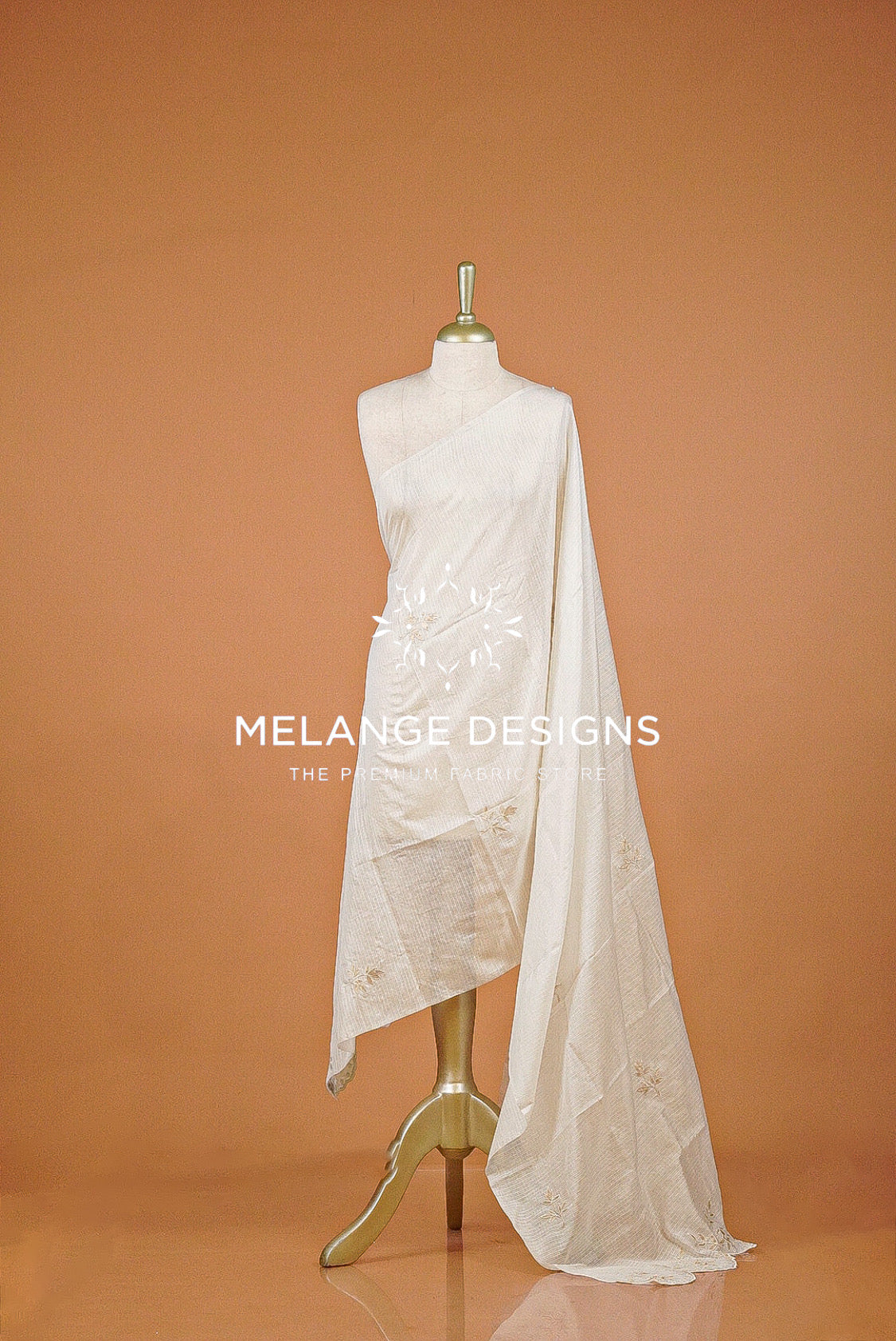 Cotta Embroidery Dupatta For Women White BJ0066