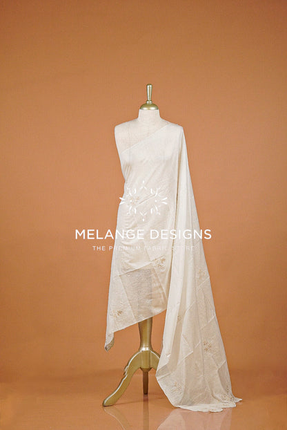 Cotta Embroidery Dupatta For Women White BJ0066