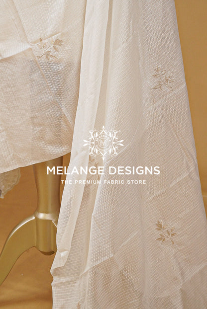 Cotta Embroidery Dupatta For Women White BJ0066