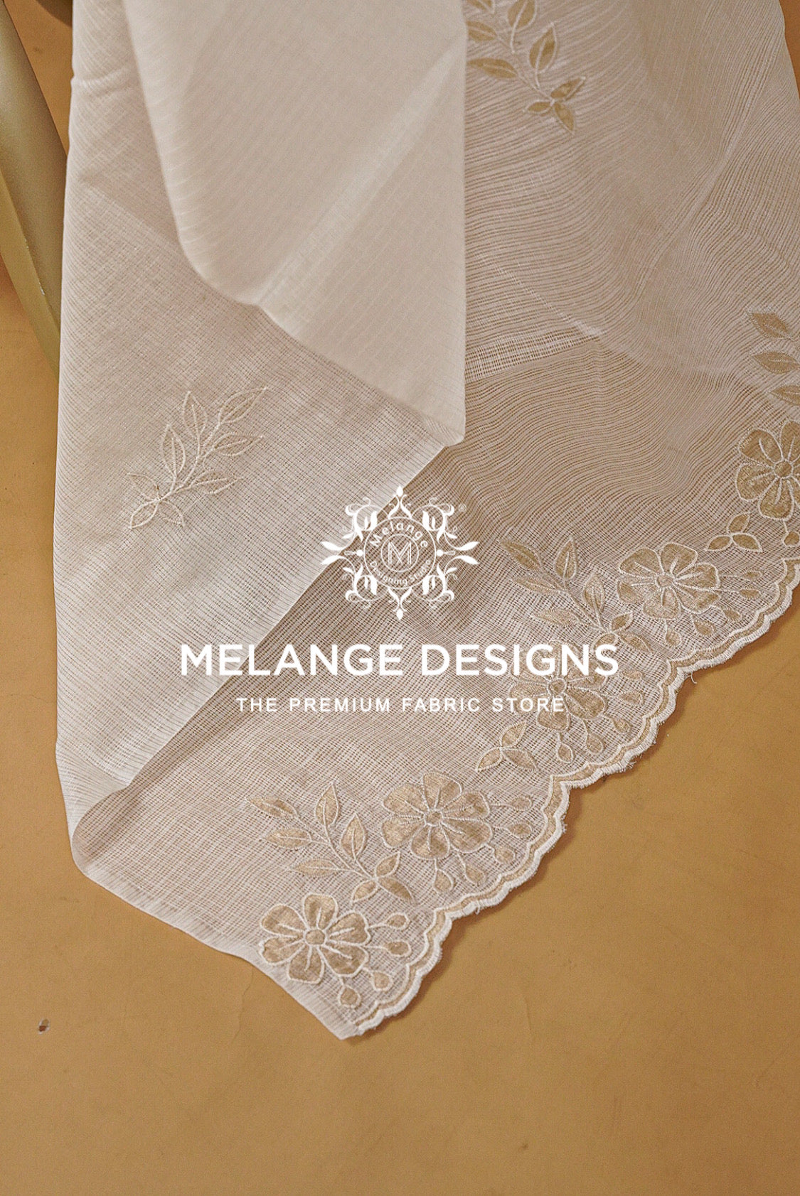 Cotta Embroidery Dupatta For Women White BJ0067