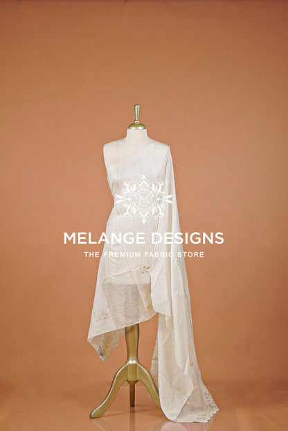 Cotta Embroidery Dupatta For Women White BJ0067