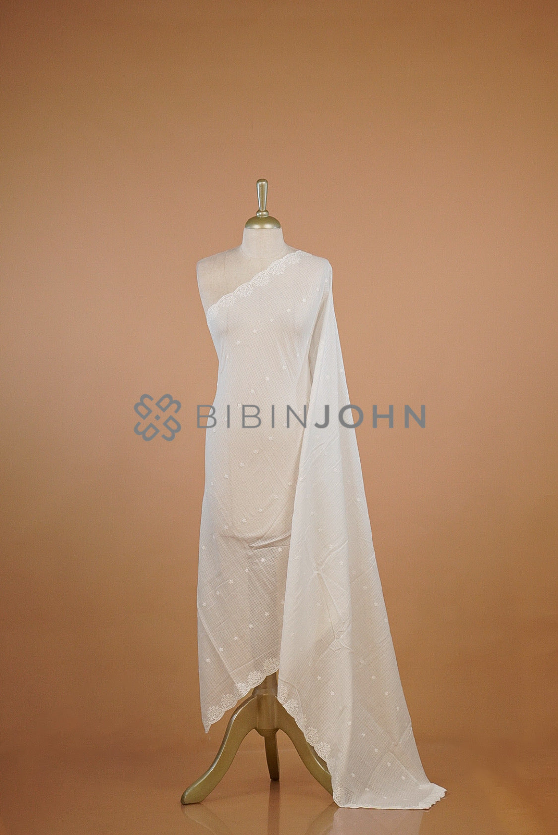 Cotta Embroidery Dupatta For Women White.