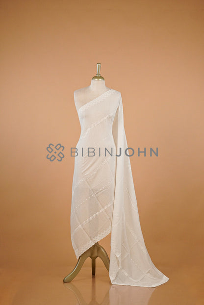 Cotta Embroidery Dupatta For Women White
