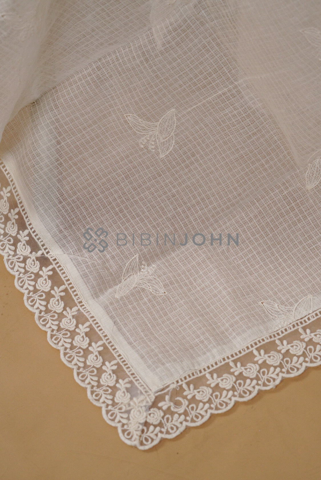 Cotta Embroidery Dupatta For Women Off White side view