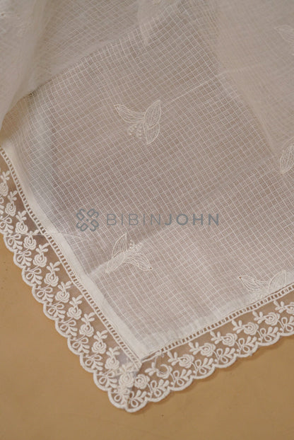  Cotta Embroidery Dupatta For Women Off White side view