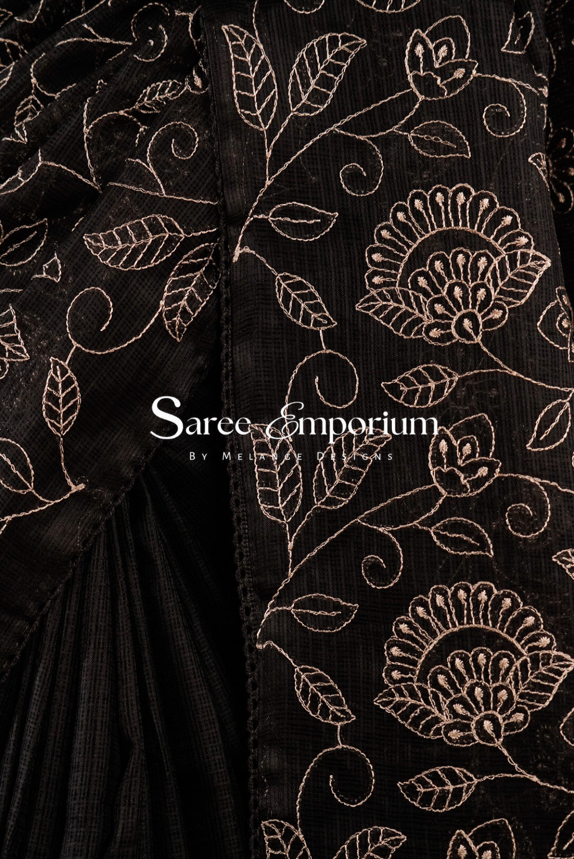 Cotta Embroidery Saree For Women Black Pallu.