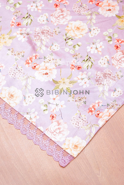 Cotta Embroidery Saree For Women Pastel Pink  blouse piece