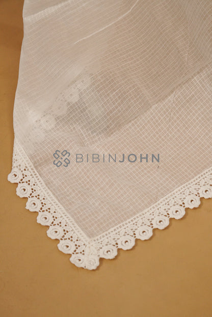 Cotta Lace Dupatta For Women White side view.
