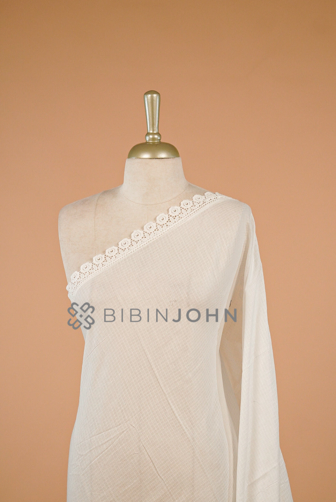 Cotta Lace Dupatta For Women White  close  view.