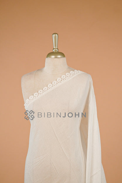 Cotta Lace Dupatta For Women White  close  view.