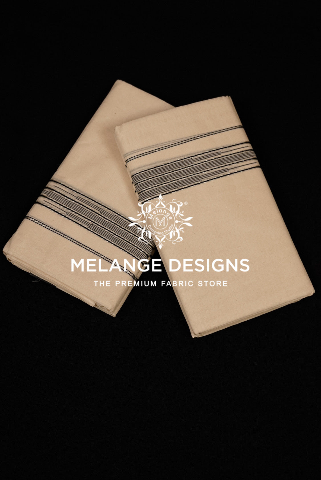 Cotton Dhoti For Men Off-White with Black and Silver-Grey