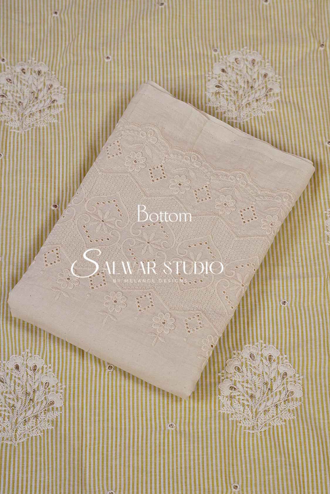 Cotton Embroidery Unstitched Salwar Suit Dress Material Light Lemon Yellow AC0193