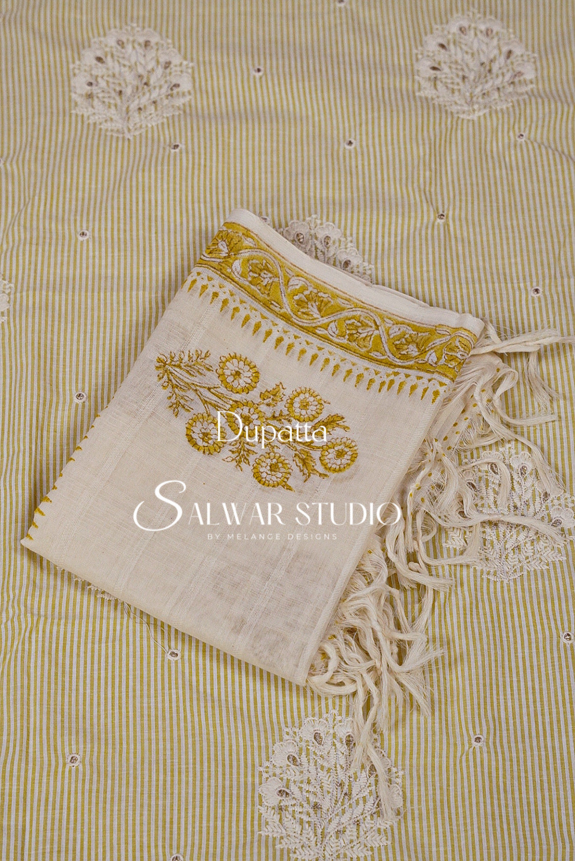 Cotton Embroidery Unstitched Salwar Suit Dress Material Light Lemon Yellow AC0193