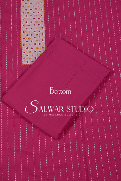 Cotton Embroidery Unstitched Salwar Suit Dress Material Hot Pink AC0215