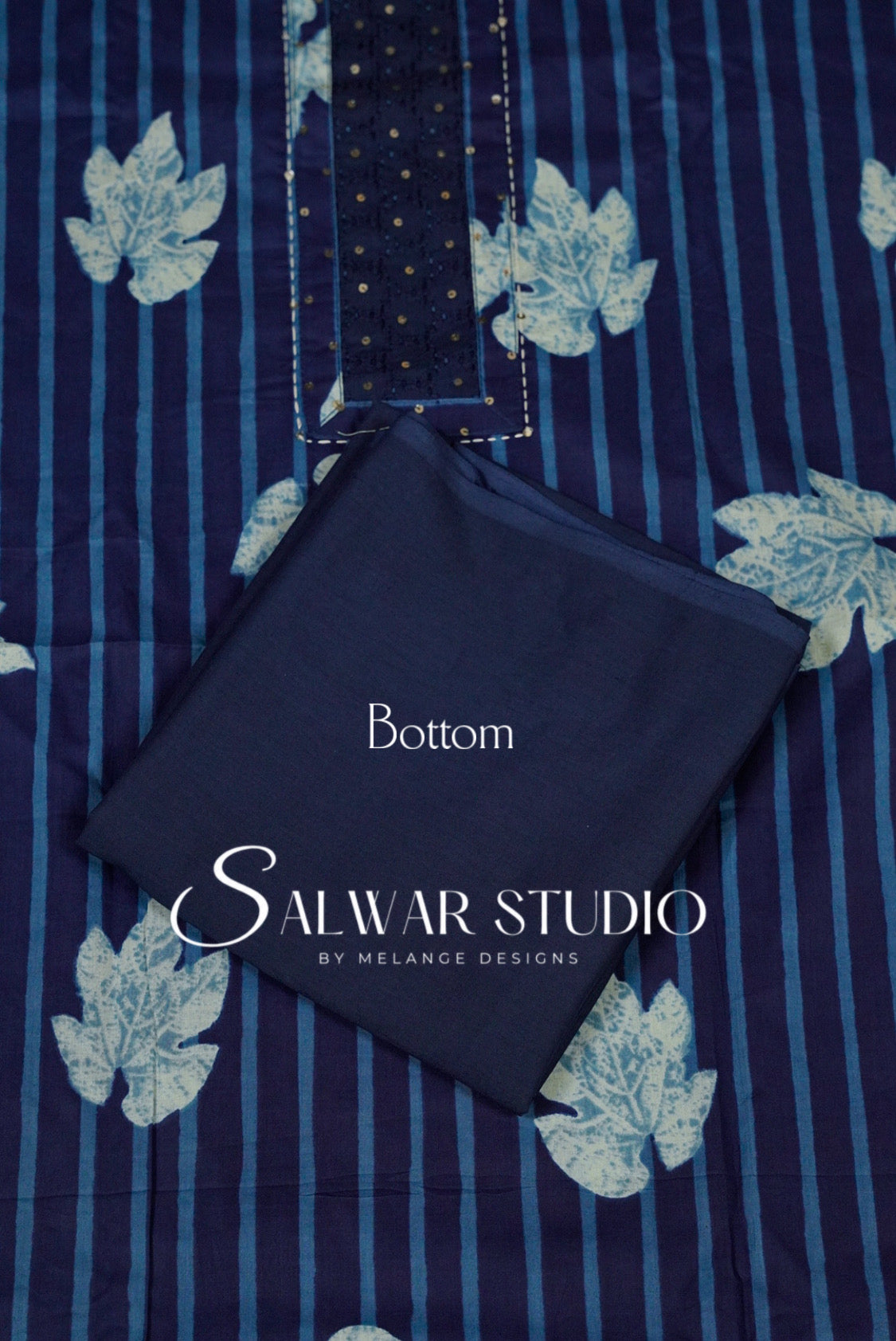 Cotton Embroidery Unstitched Salwar Suit Dress Material Night Blue AC0232