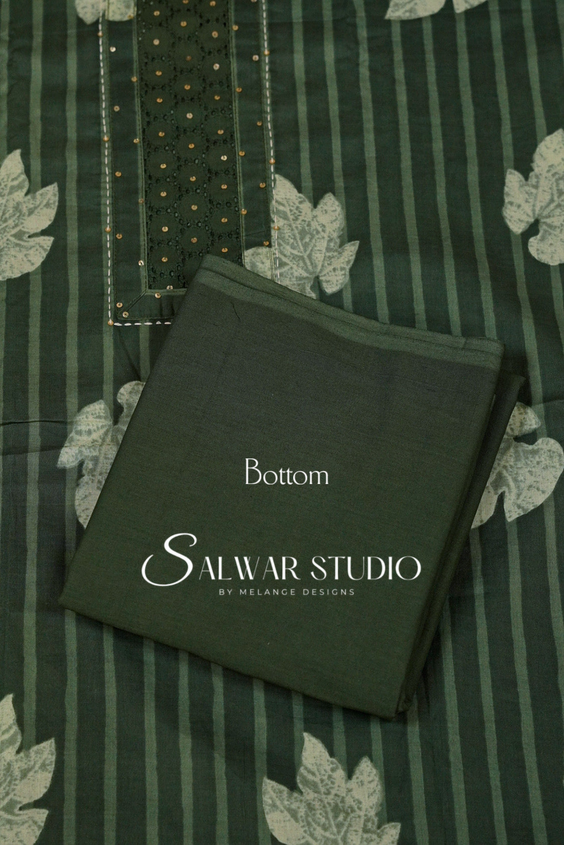 Cotton Embroidery Unstitched Salwar Suit Dress Material Pine Green AC0234