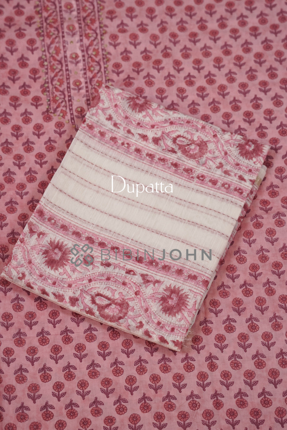 Cotton Embroidery Unstitched Salwar Suit Material Soft Pink dupatta
