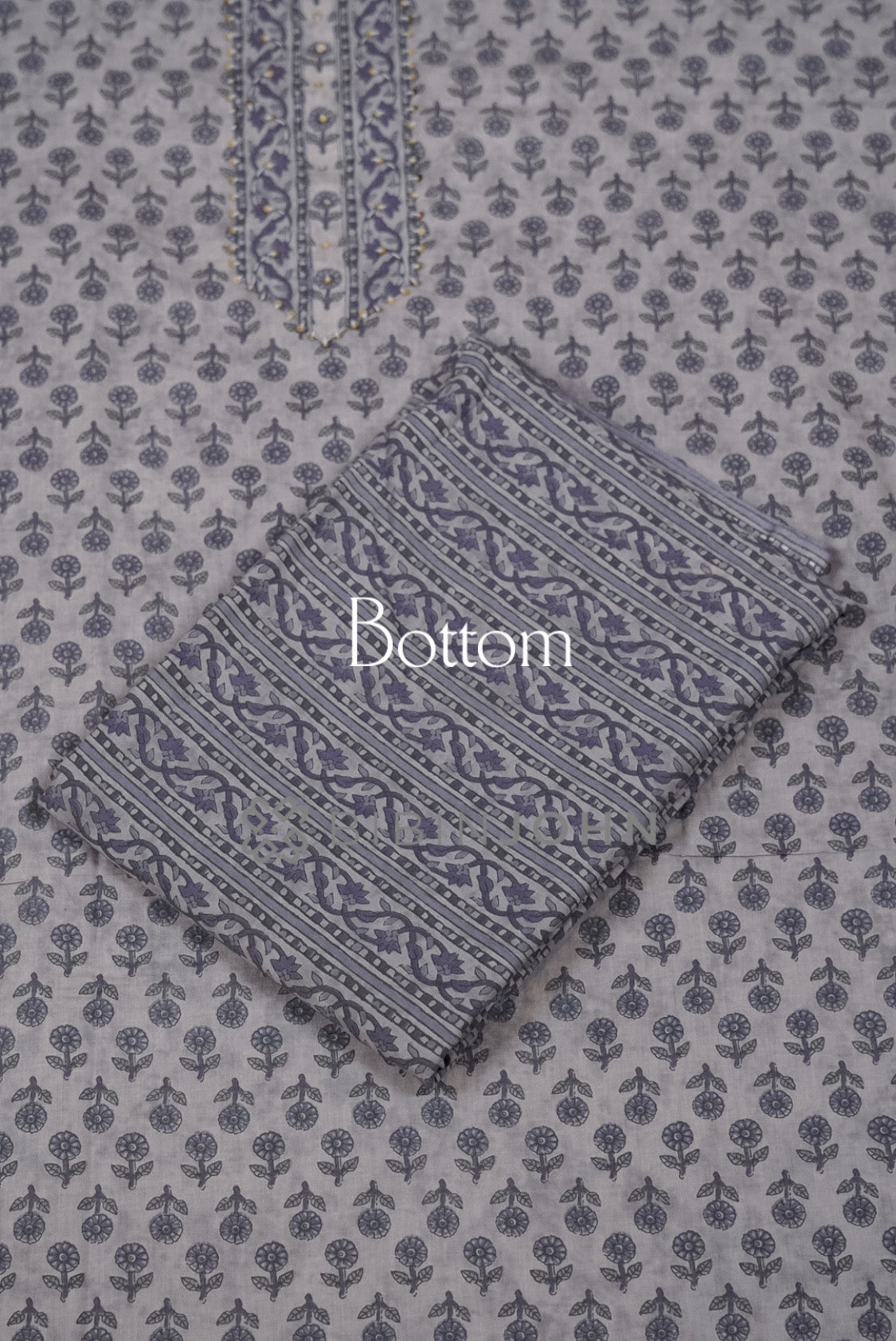 Cotton Embroidery Unstitched Salwar Suit Material Powder Grey BJ0632