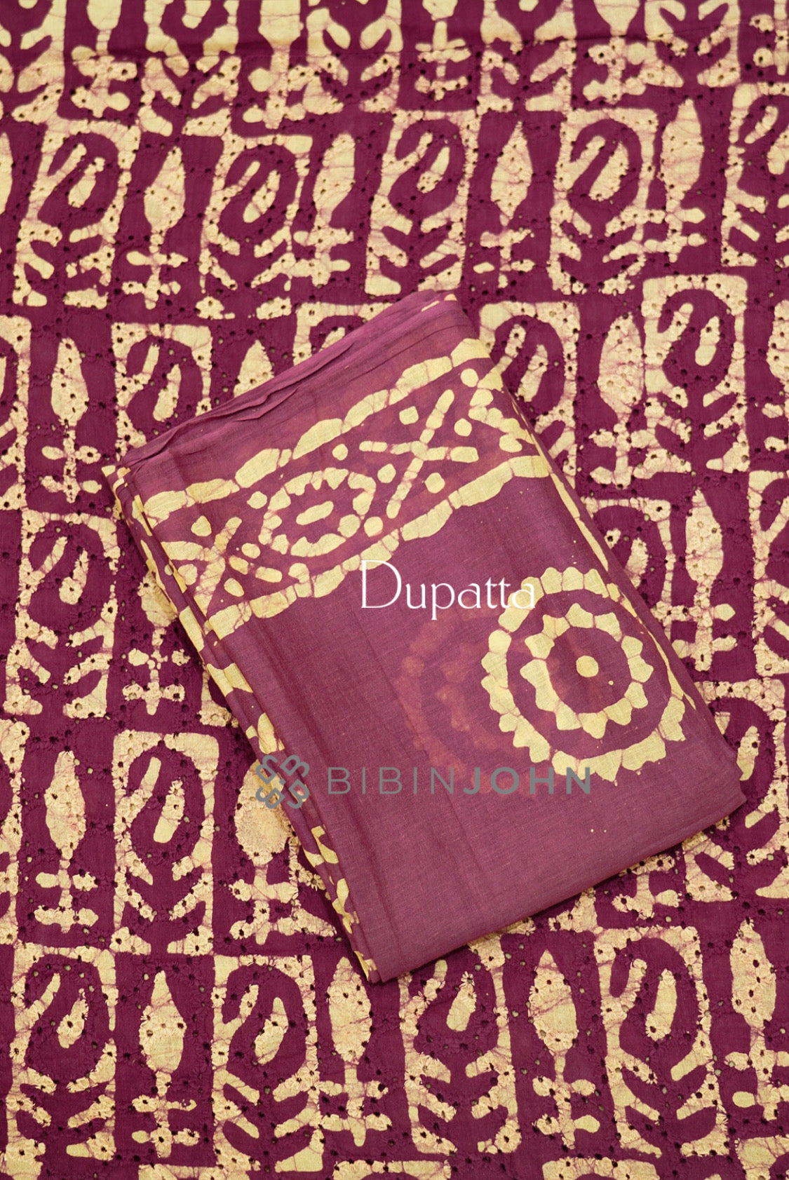 Cotton Hakoba Unstitched Salwar Suit Material Wine Magenta DUPATTA