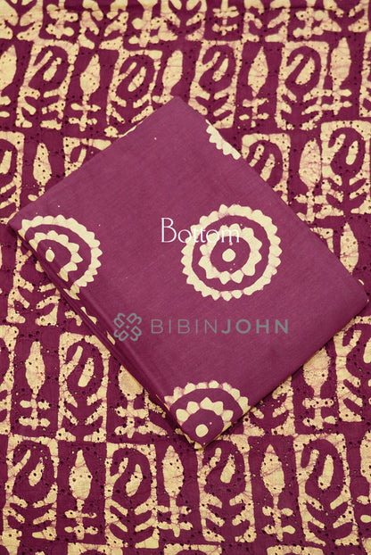 Cotton Hakoba Unstitched Salwar Suit Material Wine Magenta BOTTOM