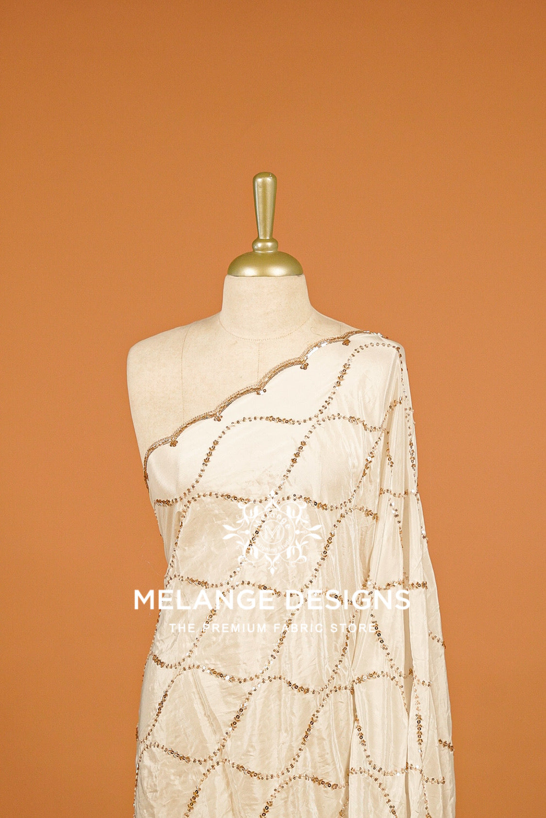 Crape Silk Embroidery Dupatta For Women White BJ0081
