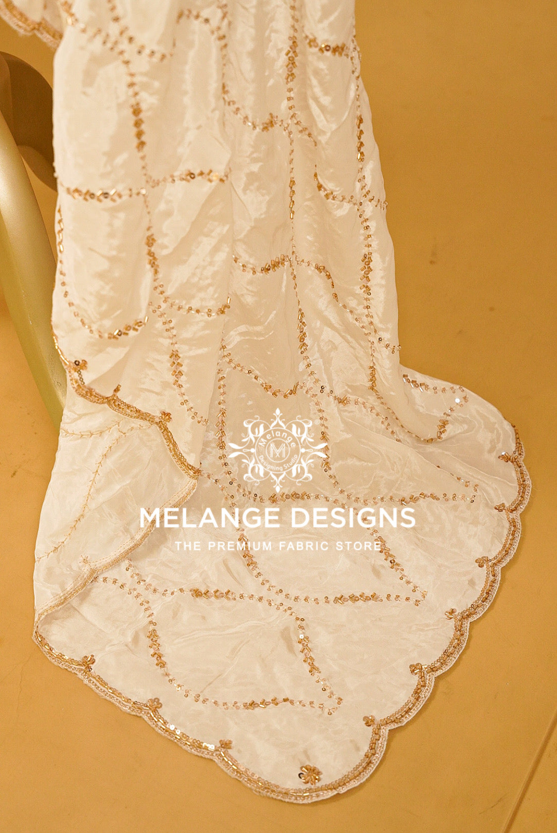 Crape Silk Embroidery Dupatta For Women White BJ0081