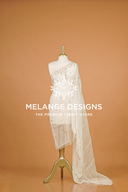 Organza Embroidery Dupatta For Women White BJ0084