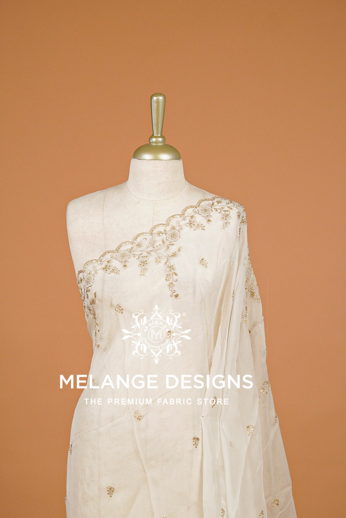 Organza Embroidery Dupatta For Women White BJ0084