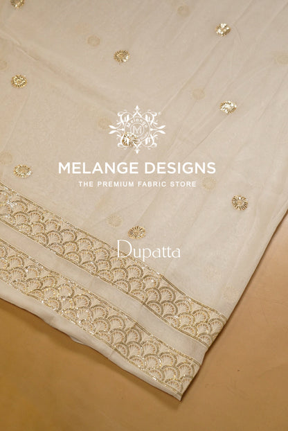 Georgette Embroidery Semi Stitched Lehenga Set Ivory