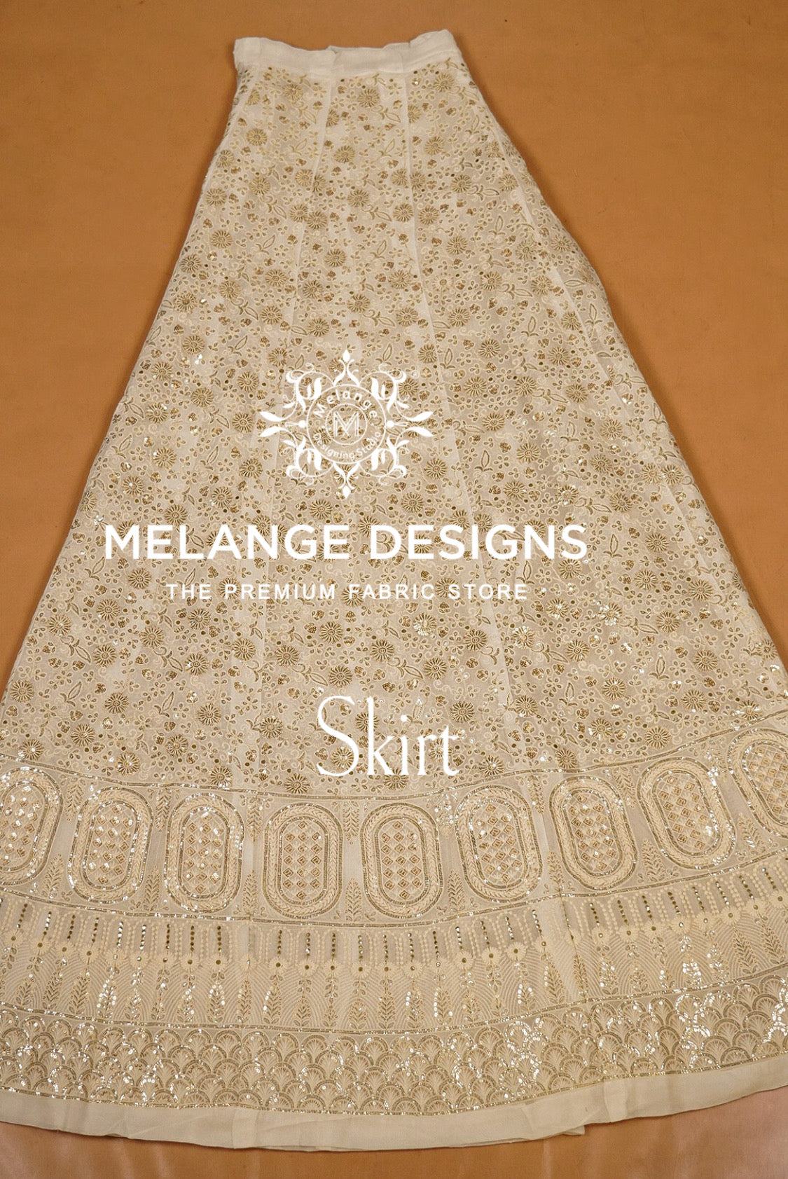 Georgette Embroidery Semi Stitched Lehenga Set Ivory